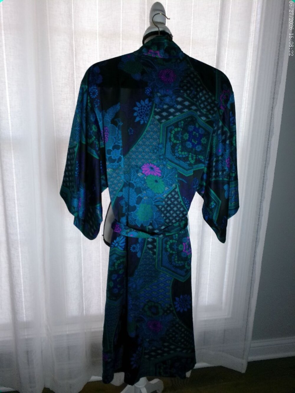 NATORI (2) Piece Robe & Nightgown Blue, Black, Pink & Green Floral S/M - Picture 2 of 10